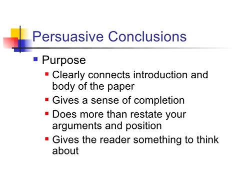 These tips and examples can help with writing a concluding paragraph. Persuasive Essay Conclusions -- OSPI