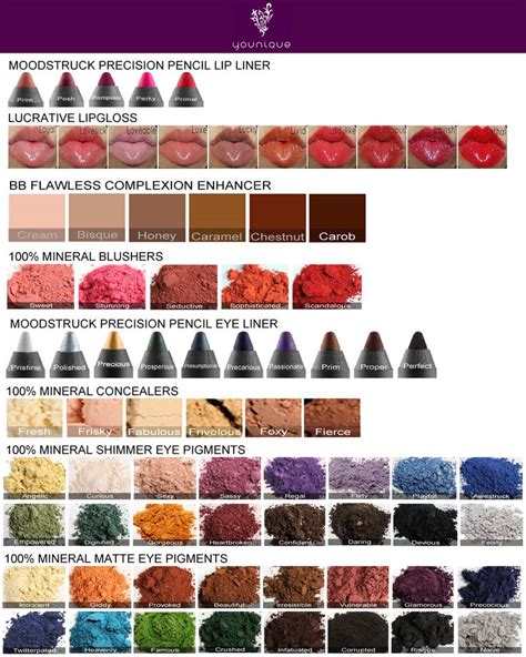 Color Chart Younique Cosmetics Younique Younique Makeup