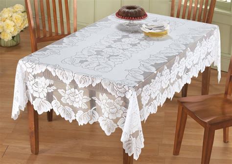 Tablecloths Collectibles Vintage Rectangle Table Cloth White Floral