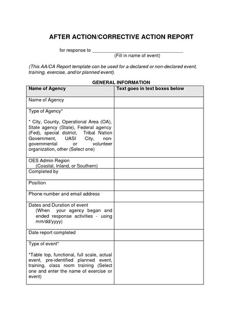 Sample After Action Report Format Free Download Bank Home Com
