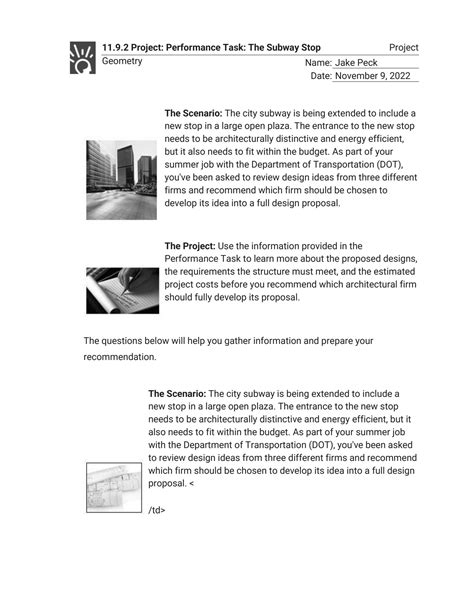 Solution 11 9 2 Project Performance Task The Subway Stop Project