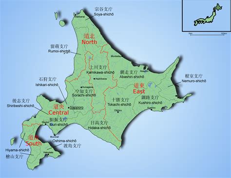 Map of hokkaido and its major cities. File:Large map of Hokkaido with Circuits.png - Wikimedia Commons