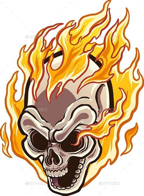 Flaming Skull By Memoangeles Graphicriver Skull Illustration Fire