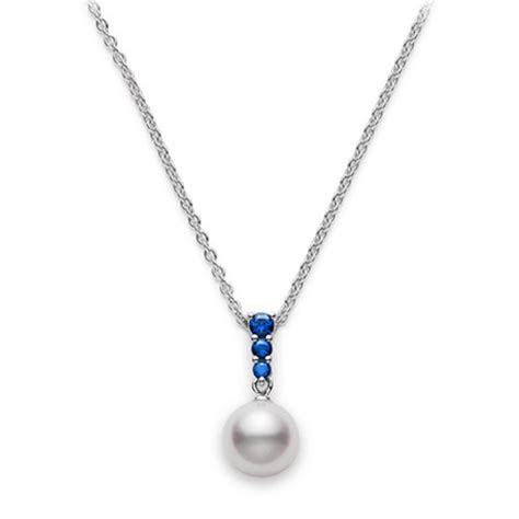Mikimoto Classic Akoya Pearl And Sapphire Morning Dew Collection Pendant
