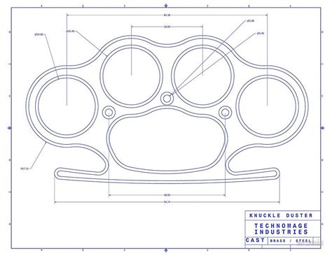 Knuckle Duster Blue Schematic Art Print By Aromis Diy Brass Knuckles