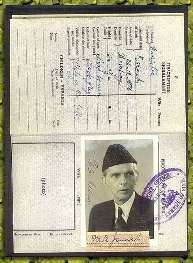 Quaid E Azam Mohammad Ali Jinnah The Founder Of Pakistan Passport