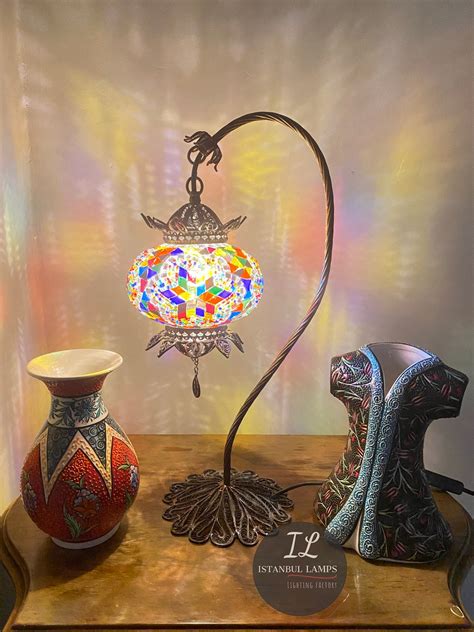 Bohemian Turkish Moroccan Mosaic Stained Glass Gooseneck Etsy