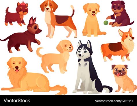Cartoon Puppy And Dog Happy Puppies With Smiling Vector Image