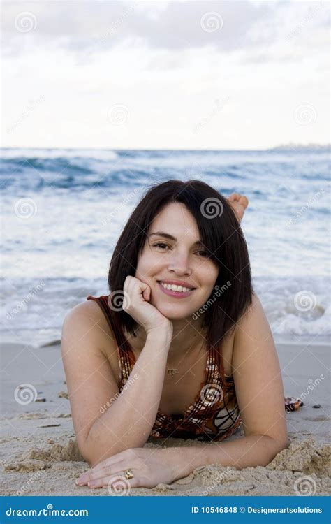 Beautiful Girl Lying On The Sand Stock Photo Image Of Attractive