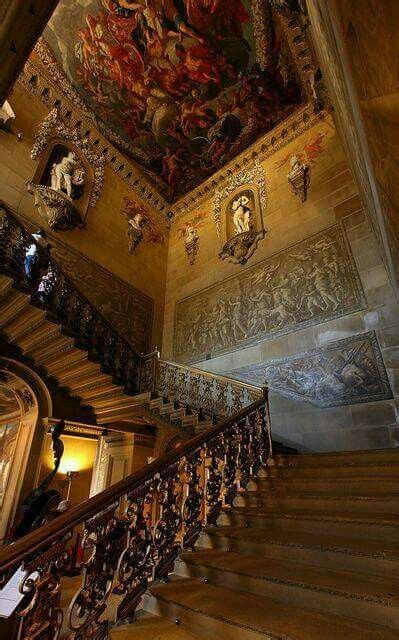 The Grand Staircase In Chatsworth House In Derbyshire England