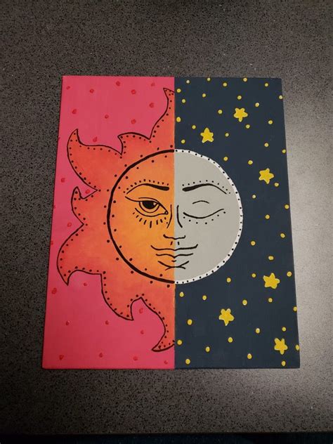 Sun And Moon Canvas Painting Simple Canvas Paintings Diy Canvas Art
