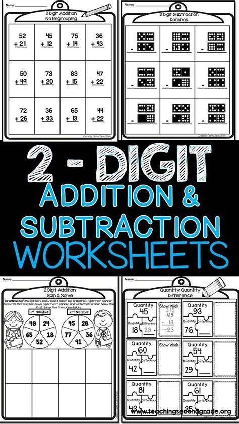 Grade 2 subtraction worksheets including one, two and three digit subtraction, subtracting whole tens, missing minuends they cover 2nd. 1St Grade Math A Dish On And Subtract 2 Digit ~ 2 Digit ...