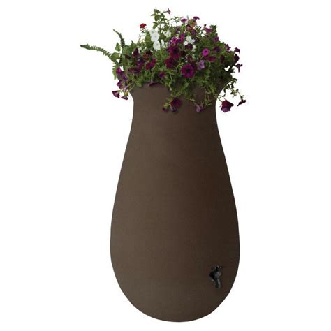 65 Gallon Dark Brown Rainwater Collection System Rain Barrel