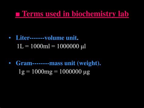 Ppt Terms Used In Biochemistry And Calculations Powerpoint Presentation
