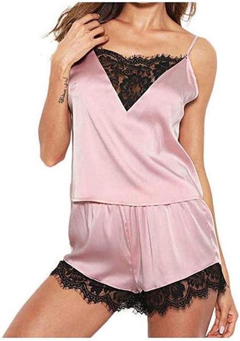 Sexy Summer Women Lace Pajamas Sets Sleeveltopsshorts