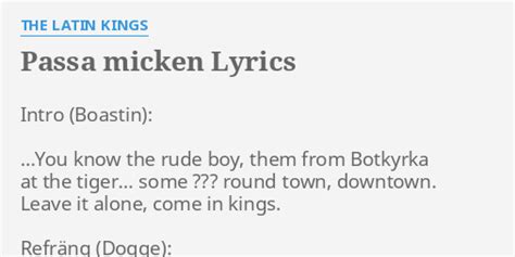 Passa Micken Lyrics By The Latin Kings Intro You Know