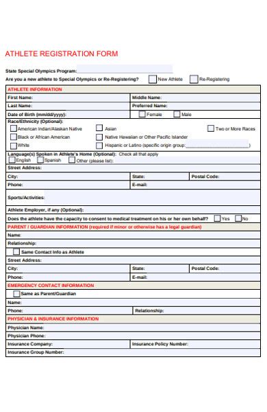 Free 37 Best Sports Registration Forms In Pdf Ms Word Excel