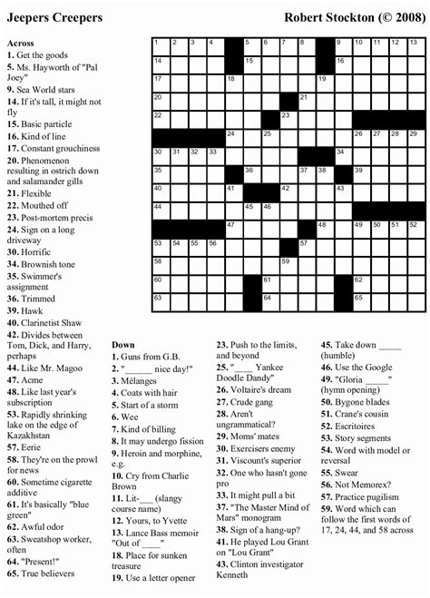 Printable La Times Crossword Puzzle Printable Blank World