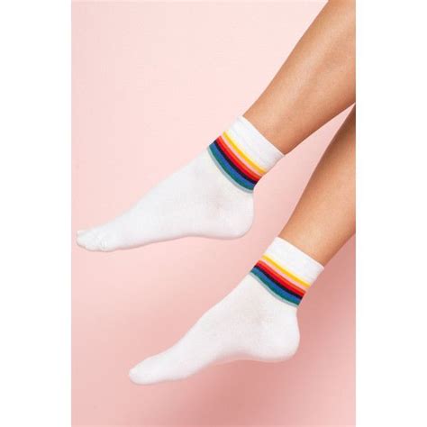 White Rainbow Socks Liked On Polyvore Featuring Intimates Hosiery Socks Rainbow Socks