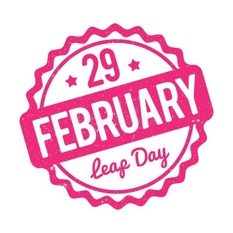 29 February Leap Day Rubber Stamp Pink On A White Background Stock