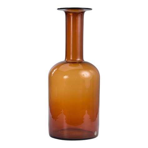 20 Otto Brauer Gulvvase Floor Vase Kastrup Holmegaard Denmark Brown Amber Glass Vase Marked
