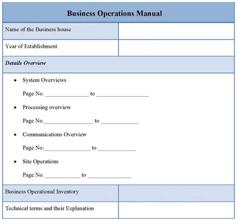 Operation Manual Templates Template Business
