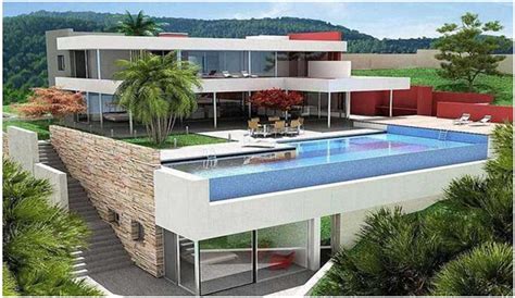 Desain villa mini baja ringan ukuran 4x6 / desain rumah rhona : Desain Rumah Mewah 2 Lantai Dengan Kolam Renang Istimewa