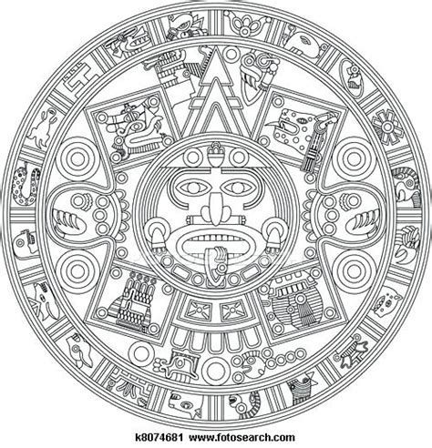 Simple Aztec Calendar Outline Printable Calendar