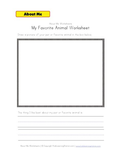 My Pet Or Favorite Animal Worksheet