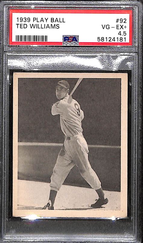 Lot Detail 1939 Play Ball Ted Williams 92 Rookie Card Graded Psa 45