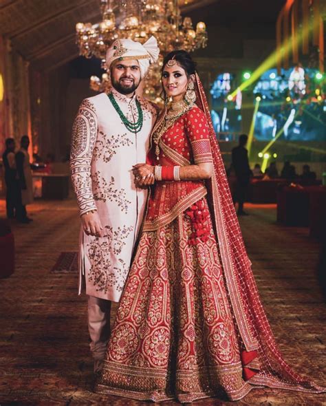 Indian Bridal Lehegna And Sherwani Wedding Outfits For Groom Couple Wedding Dress Indian
