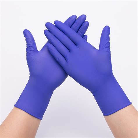 purple disposable medical exam nitrile pvc gloves length 260 285mm
