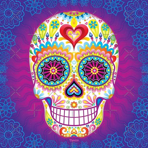 Psychedelic Sugar Skull Day Of The Dead Art By Thaneeya Mcardle