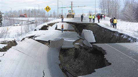 The tremblor struck around 50 miles south. Alaska earthquake: Photos show damage to roads, businesses ...