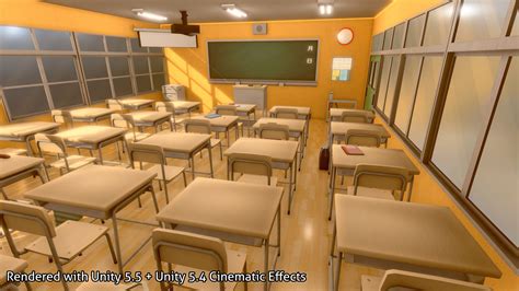 artstation [unity asset] anime classroom 3d models pack vert
