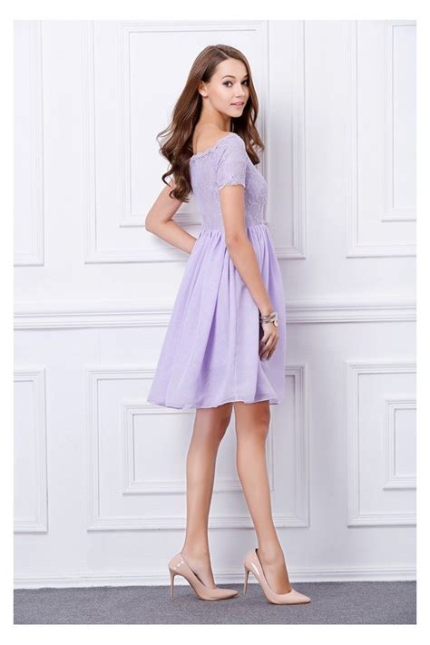 Lace Chiffon Off Shoulder Short Dress 56 Dk331