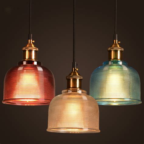 Modern Simple Colorful Glass Pendant Light E27 4 Color Led Hanging Lamp