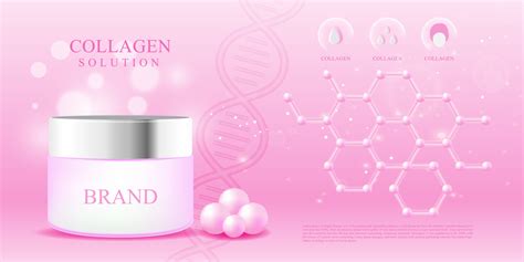 Cosmetic 3d Package Pink Collagen Serum Molecule Background Luxury