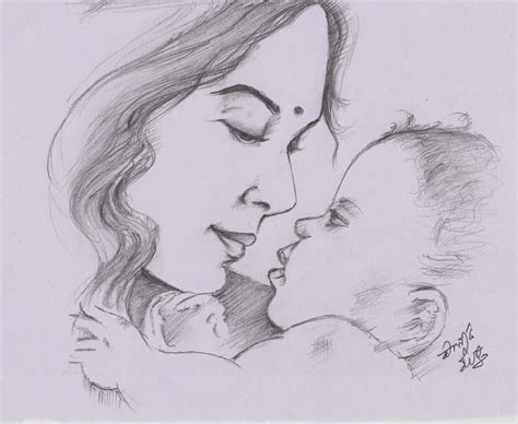 Mom And Baby Sketch At Paintingvalley Com Explore Collection Of Mom And Baby Sketch
