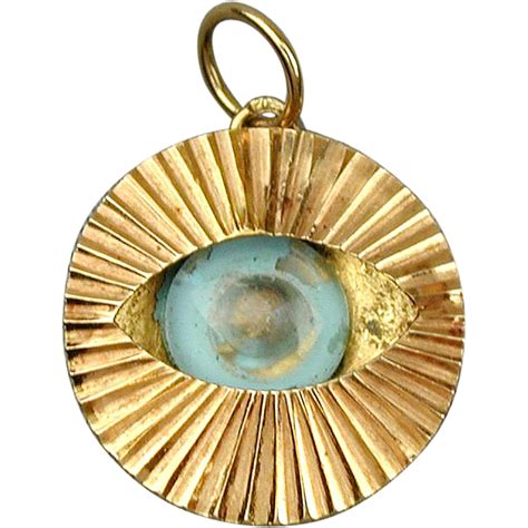 Vintage 18k Gold Evil Eye Pendant Charm Amulet Moving Eye Sold On
