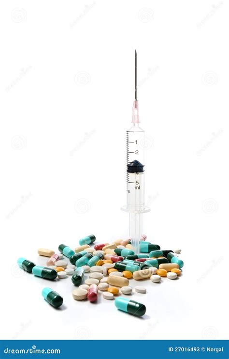 pills and syringe stock image image of treat object 27016493