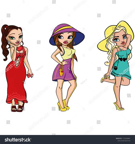 Different Beautiful Sexy Girls Different Dressesvector Stock Vector Royalty Free 1152328481