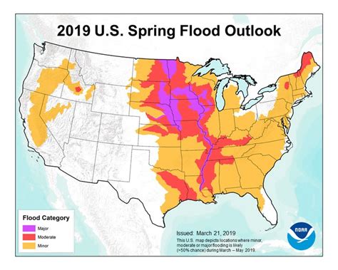 Areas Of The Contiguous US States Prone To Some Level Of Flooding Between Now And May