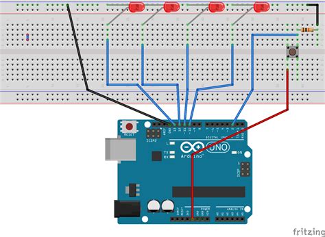 RUNNING LED DAN BLINK ARDUINO WITH PUSH BUTTON Do It Yourself