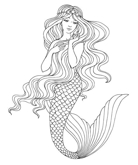 Hand Drawn Mermaid Vector Illustration Stock Vector Illustration Of