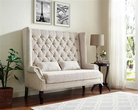4942 Kaylee Light Colored Fabric High Back Tufted Love Seat Entry