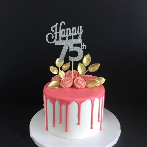 Any Age 75th Birthday Cake Topper Happy 75th Cake Topper Etsy