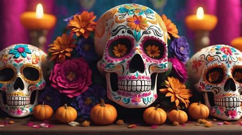 3d rendering für den tag der toten dia de muertos altarkonzept