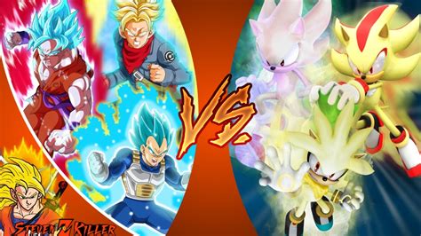 Goku Vegeta And Trunks Vs Sonic Shadow And Silver The Rap Battle