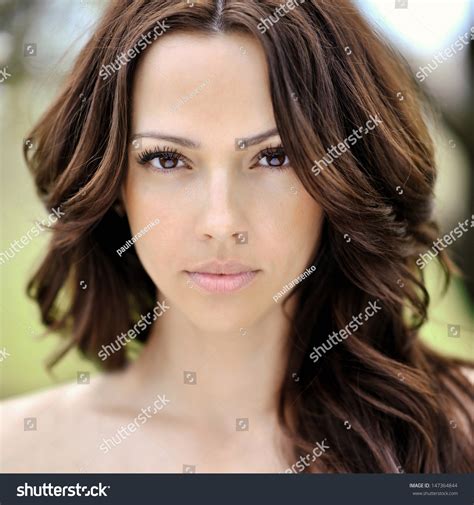 Beautiful Young Woman Face Closeup Perfect Stock Photo 147364844